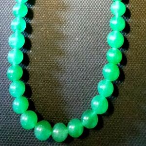 Green Onyx  10mm Beaded Necklace 250.00 ctw w/ added magnet clasp